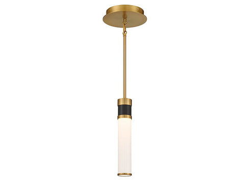 Abel LED Mini-Pendant in Matte Black with Warm Brass Accents